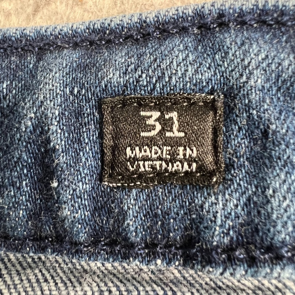 Miss Me Jeans Womens‎ 31 *29 Crop Slim Bootcut Raw Hem Boho Denim Blue Two-Tone - Picture 3 of 11